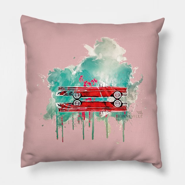 Pontiac Bonneville Splash art Pillow by AaaahEeeekStudio