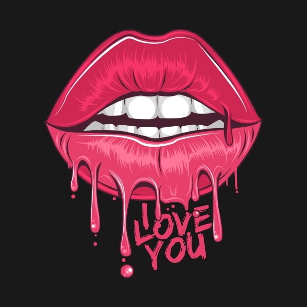 Lips i love you kiss pink blood by Metaart