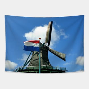 Dutch Windmill and Flag Tapestry