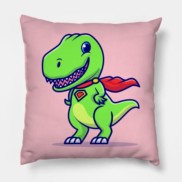 Cute Tyrannosaurus Super Cartoon Pillow by Catalyst Labs