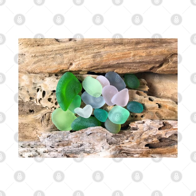 Seaglass and Driftwood with Heart Shaped Sea Glass by LeslieMac713