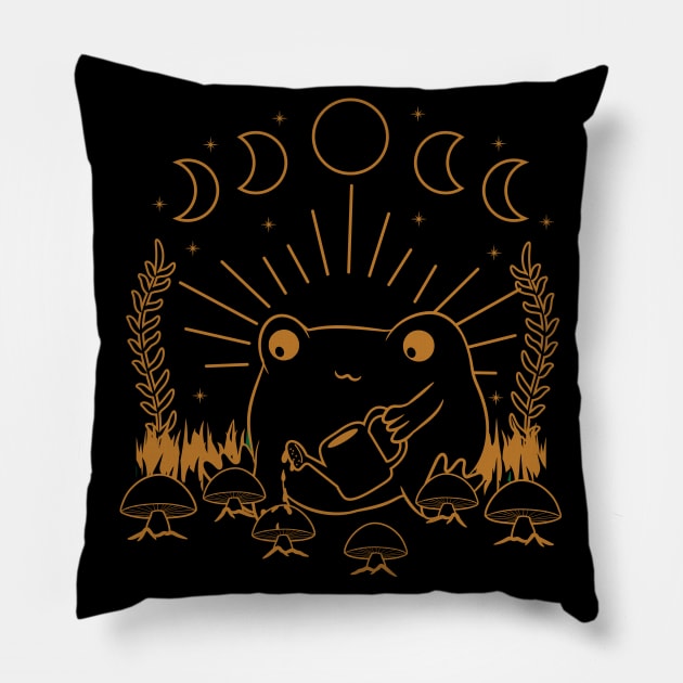 Cottagecore Aesthetic Frog Dark Academia Occult Pillow by Alex21