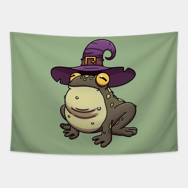 Toad/Frog Wearing Witch Hat - Frog Wearing Witch Hat - Tapestry