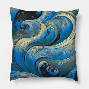 Abstract swirls with marine tones Pillow