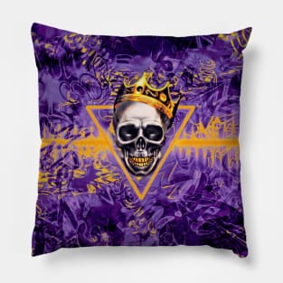 Purple and Gold Graffiti Skull King Pillow