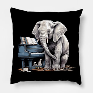 Elephant playing piano Pillow