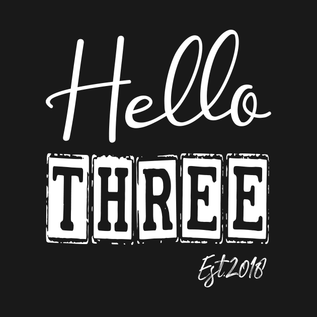 Hello Three Est.2018 3th Funny Birthday by shopcherroukia