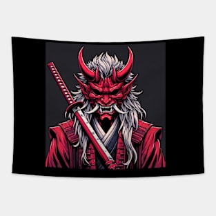 Samurai with ancient ghost mask Tapestry