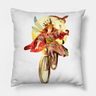 Fairy princess on bicycle with owl Pillow