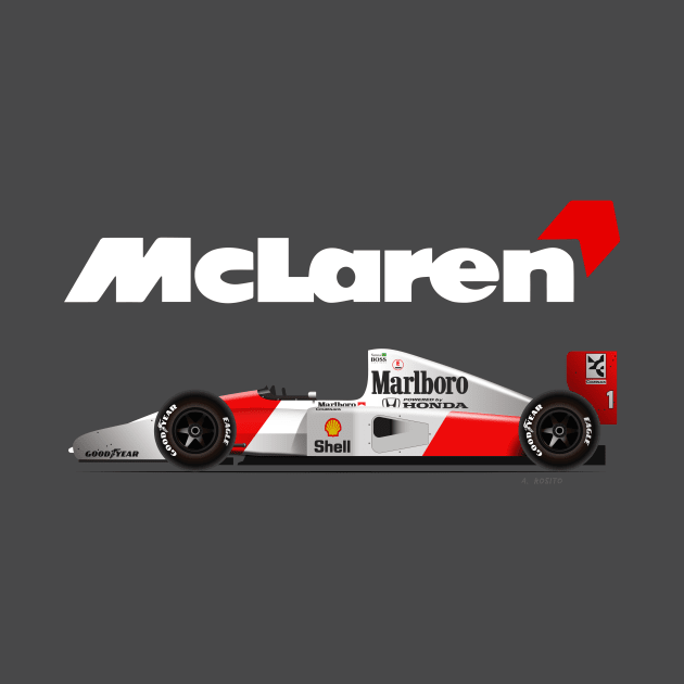 Ayrton Senna's McLaren Honda MP4/7 Illustration by Burro Wheel