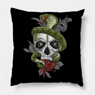 Snake Skull with Rose Pillow