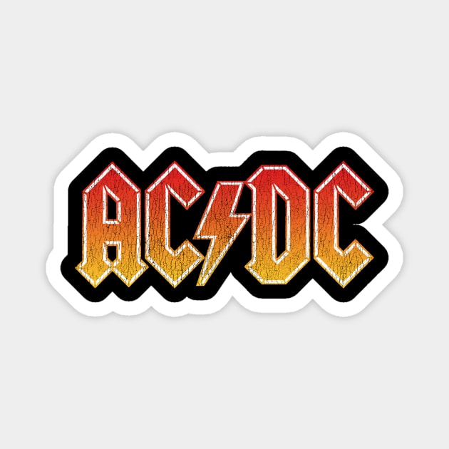 Vintage ACDC Distressed Satire Tribute Hard Rock Heavy Metal Logo Magnet by robotbasecamp