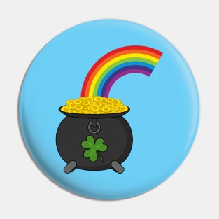 Pot of Gold Rainbow Cartoon Pin