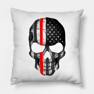 Red Line - Skull - firefighter Pillow