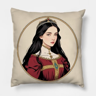 Young Princess in Red Wearing a Crown Pillow