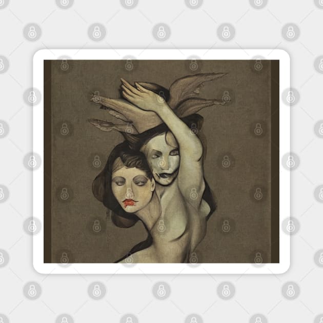 Mysterious creepy siamese twins Magnet by AnnArtshock