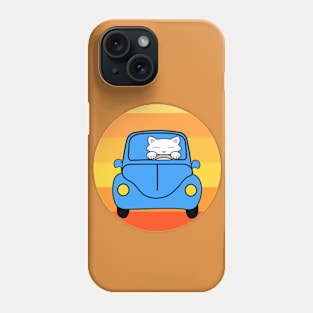 Cat driving a blue car Phone Case