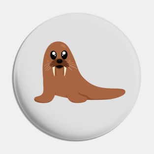 Smiling Walrus Illustration Pin