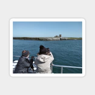 Wildlife watchers taking the Farne Island tour - Northumberland, UK Magnet