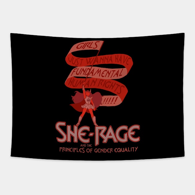 She-Rage Fundamental Rights "Girls" Option Tapestry by globalrainbowengineers 