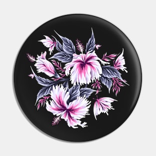 Hibiscus Butterflies - Grey Pink Pin