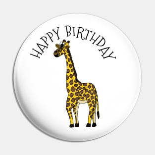 Giraffe Happy Birthday Wildlife Safari Animal Lover Pin