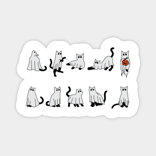 Cute Ghost Cat Funny Halloween Outfit Costumes Magnet