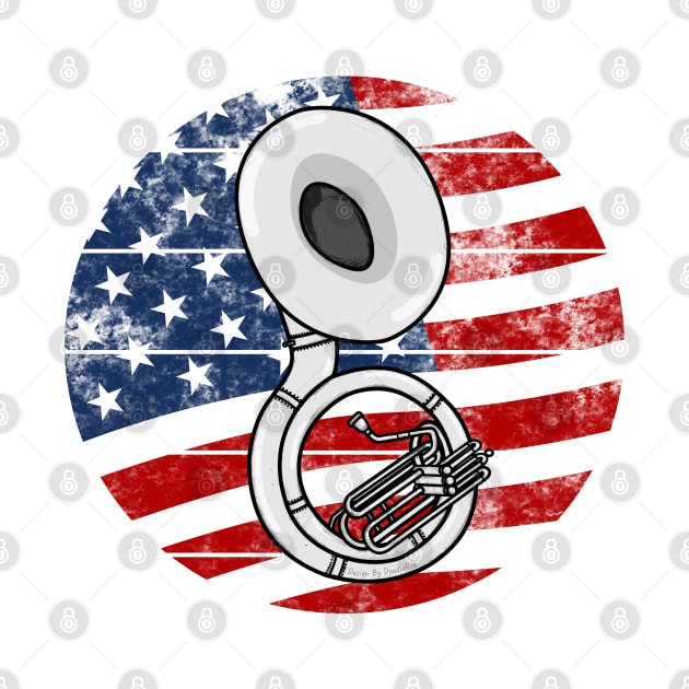 Sousaphone USA Flag Sousaphonist Brass Musician 4th July by doodlerob