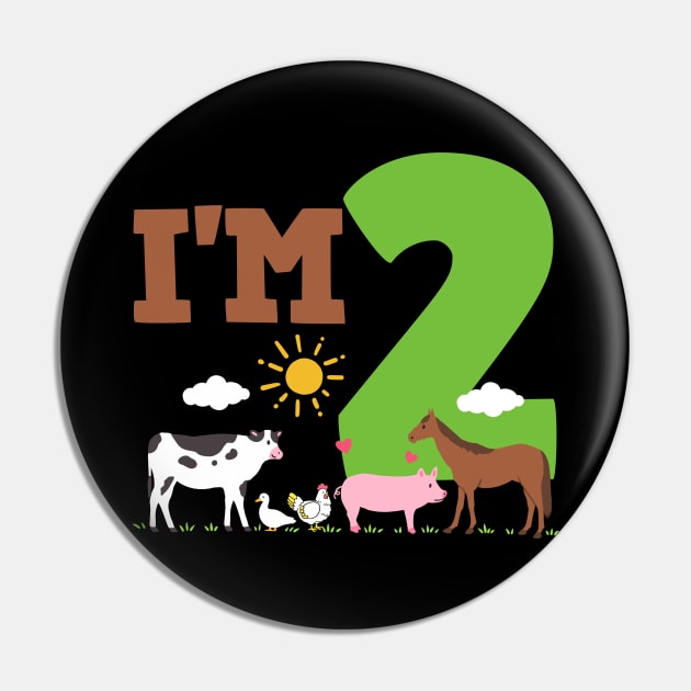 2nd Birthday Farm Animals Two Years Old Pin by KAWAIITEE