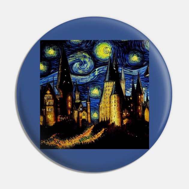 Starry Night Wizarding School Van Gogh Pin by Grassroots Green