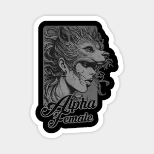 Alpha Woman Power Wolf BW Magnet
