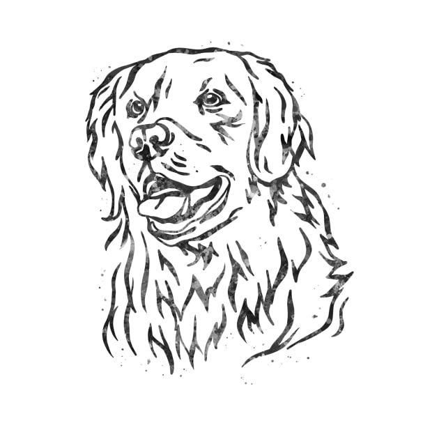 Golden Retriever black and white by Yahya Art