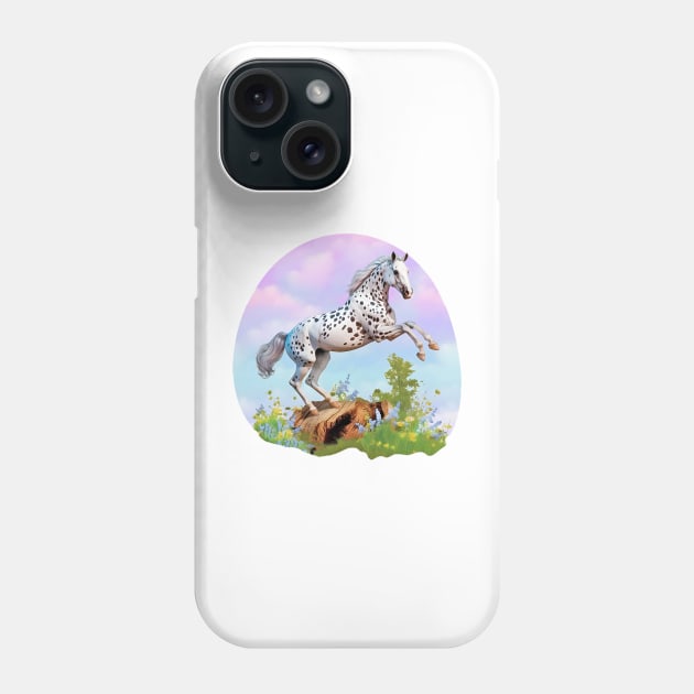 Appaloosa Horse Rearing in the Meadow Sticker Phone Case by candiscamera