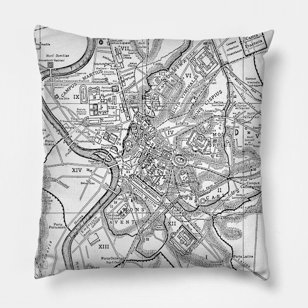 Vintage Map of Rome Italy (1911) Pillow by Bravuramedia