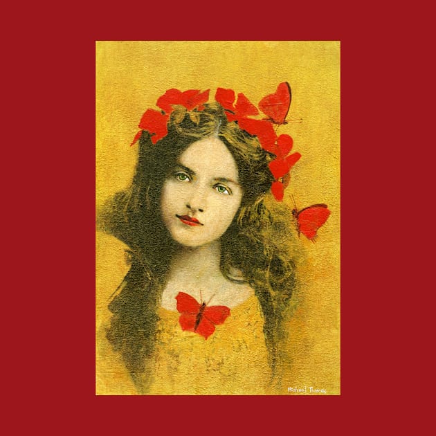 Vintage Portrait Girl On Gold by mictomart