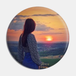 girl watching the sunset Pin