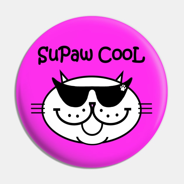 SuPaw CooL - WHITE CAT Pin by RawSunArt