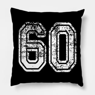 Number 60 Grungy in white Pillow