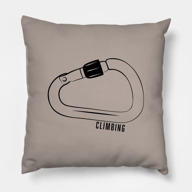 Carabiner Climbing black Pillow by leewarddesign