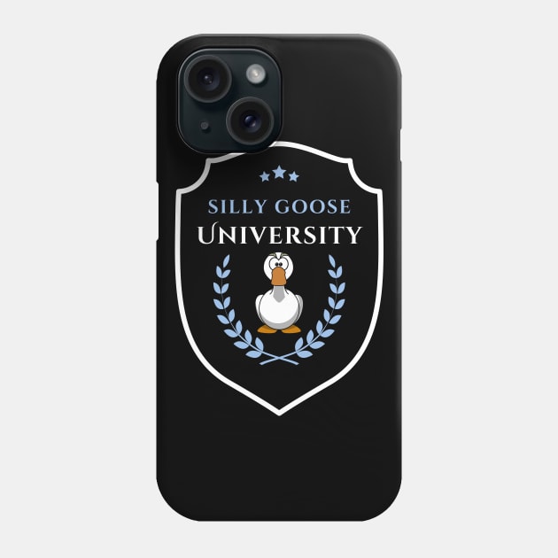 Silly Goose University - Angry Cartoon Goose Emblem With Blue Details Phone Case by Double E Design