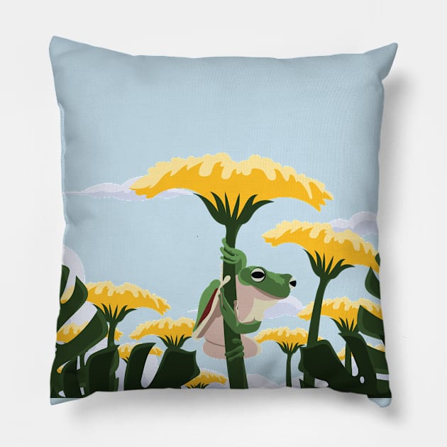 Frog Flower Wildlife Pillow by Mako Design 