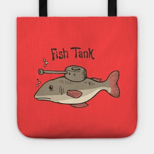 Fish Tank Fish wearing a tank turret on his body Tote