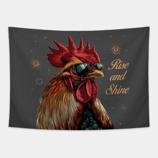 Rise and Shine - Rooster (with Gold Lettering) Tapestry