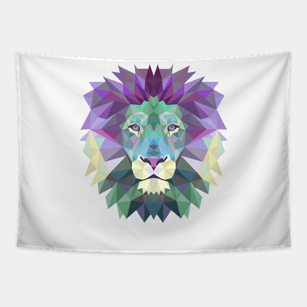 Polygonal lion head t-shirt Tapestry by Brainable ART