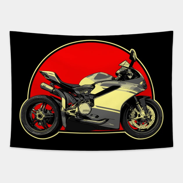 2017 Ducati 1299 Panigale Superleggera Retro Red Circle Motorcycle Tapestry by Skye Bahringer