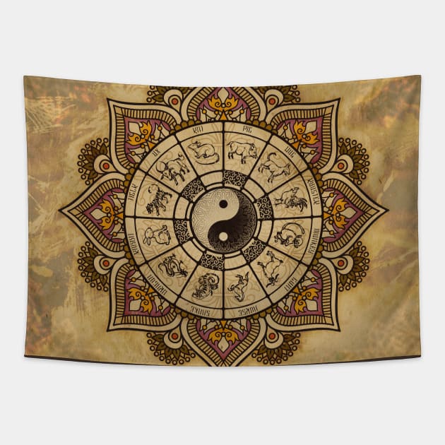 YinYang Zodiac Tapestry by MCAshe spiritual art 