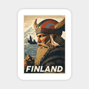 Finland Viking Vintage Travel Art Poster Magnet