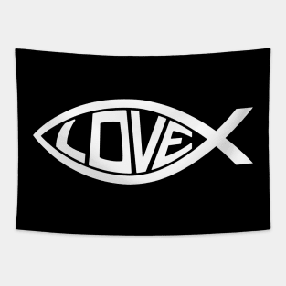 Ichthus Love Christian Fish Symbol Tapestry