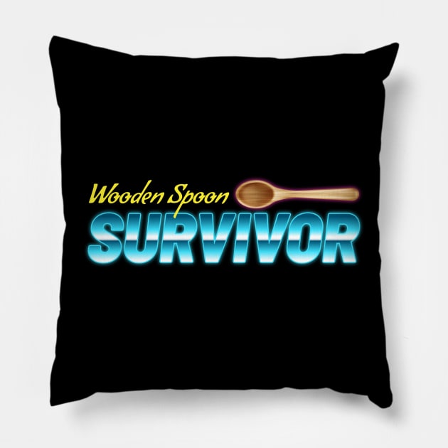 Wooden Spoon Survivor - Retro Pillow by juragan99trans