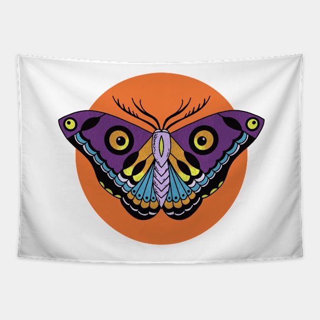 Sunset Moth Tapestry by Tovi-98